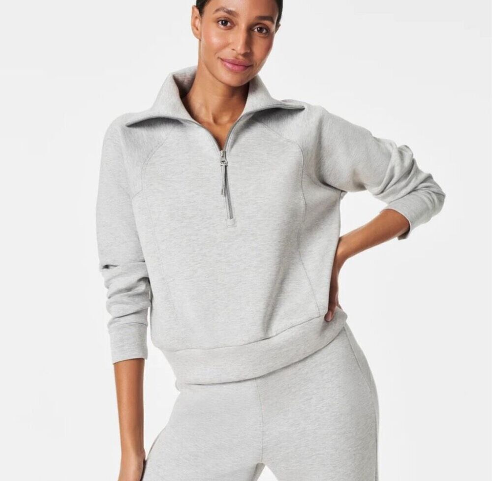 Spanx NWT AirEssentials size 2X Half zip gray sweatshirt style 50346 plus size